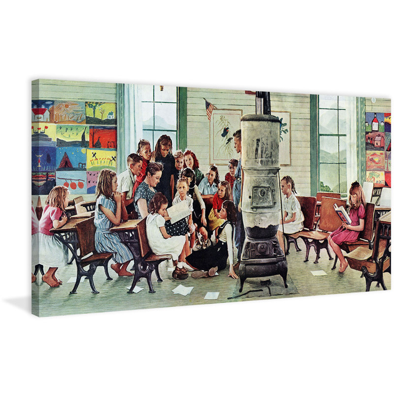 Norman Rockwell Visits A Country School by Norman Rockwell - Wrapped Canvas Print, 57 cm H x 114 cm W