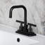 Robinet de salle de bain central à 4 trous à fixation sur comptoir à 3 trous avec poignée moletée et bonde escamotable en laiton Kingston-103801705