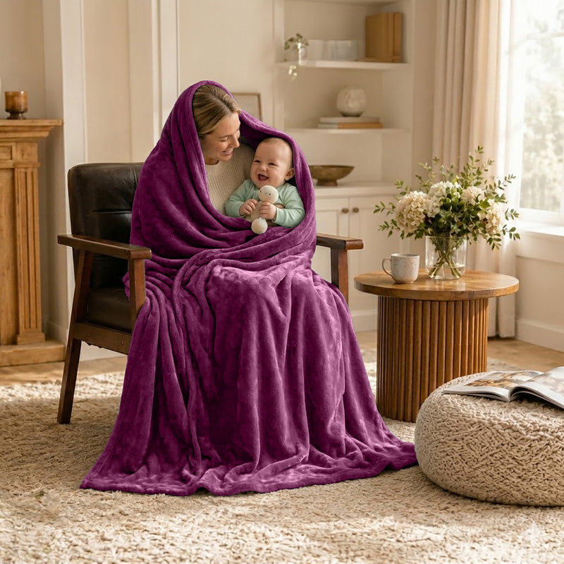 Ultra-Soft Fleece Blanket - Plush Warm Bed & Sofa Throw for All-Season Comfort, Purple, Double (150cm x 200cm)