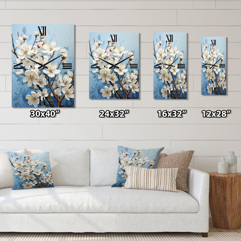 Horloge murale Dogwood Field Pointillism Collage VI, Petit