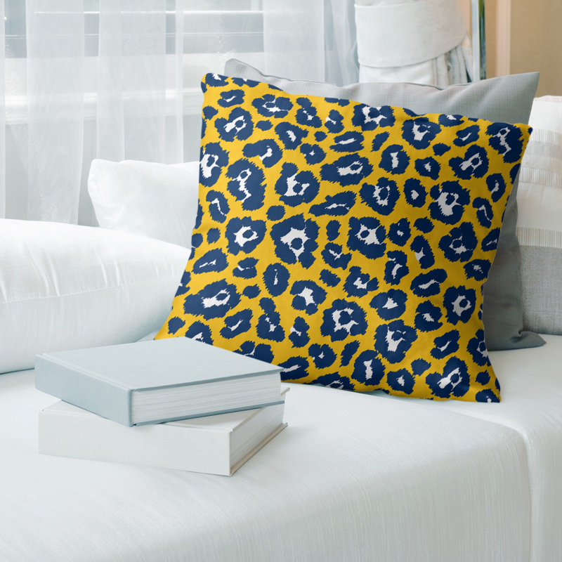 Housse de coussin carrée, Polyester filé, Or / noir / blanc, 26 po x 26 po