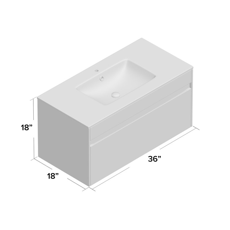 Frida 36'' Single Bathroom Vanity with Engineered Stone Top