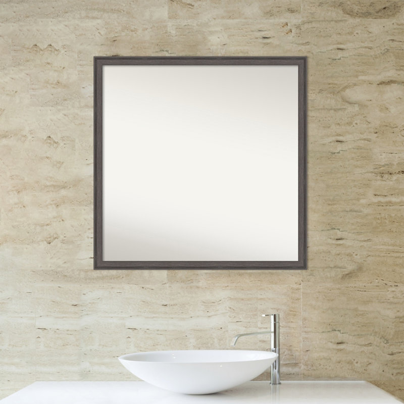 Miroir mural Florence, 27,75 po x 27,75 po, Carré, Brun clair