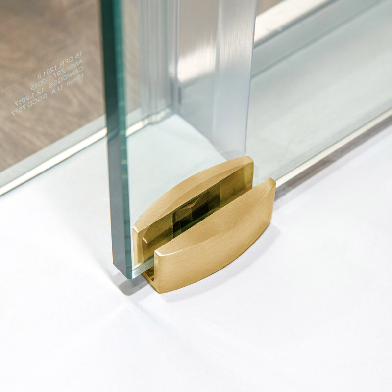 Porte de douche coulissante simple sans cadre avec système de fermeture en douceur de 57,5 à 60 po de largeur x 80 po de hauteur avec verre trempé transparent de 5/16 po (8 mm)