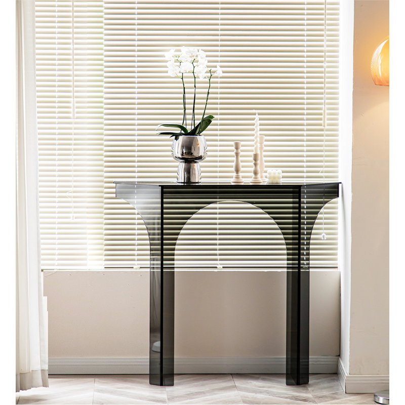 Black Hexagonal Acrylic Console Table, 35.43" H x 39.37" W x 11.02" D