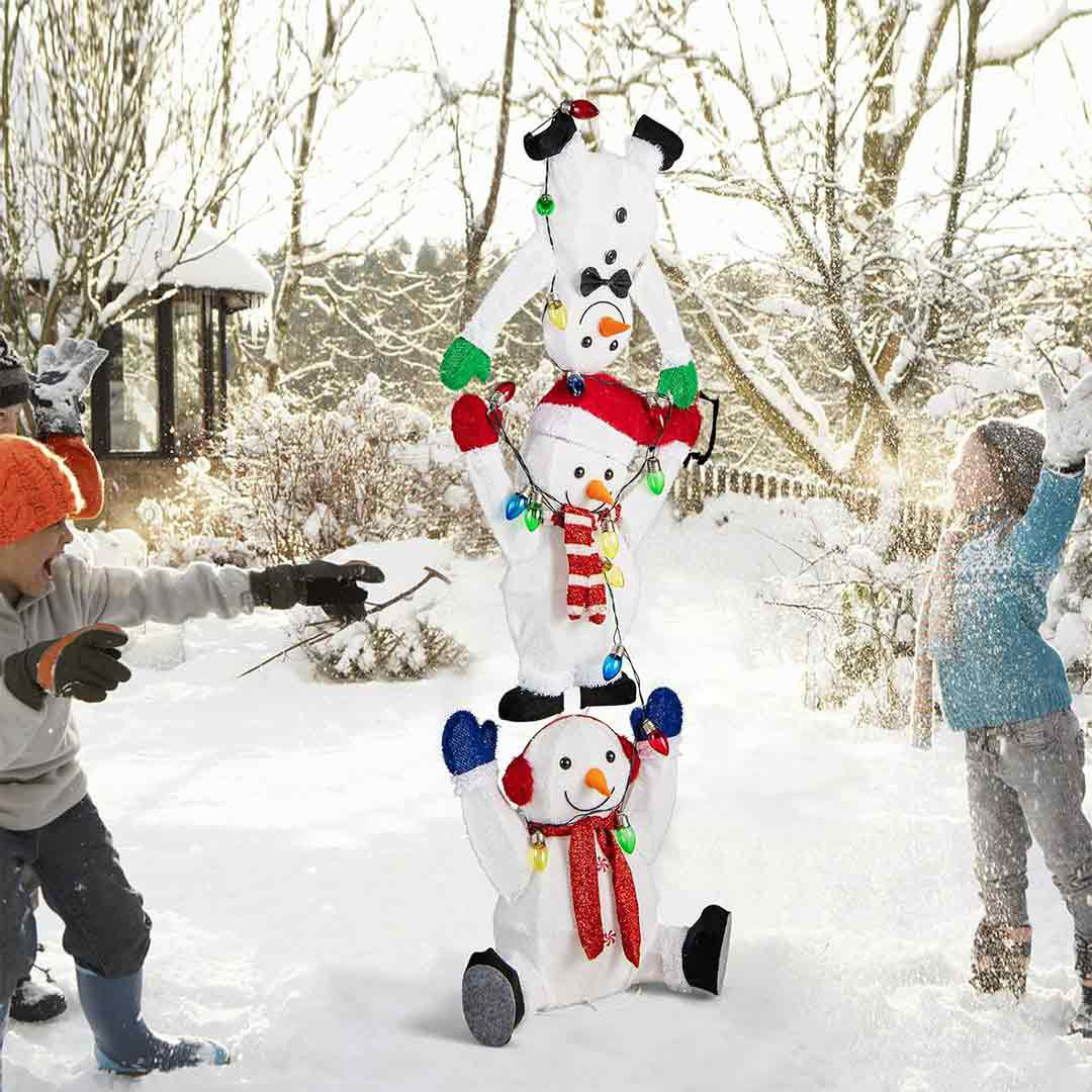 Wooden Snowman Famly Holday Decor, Personalzed Wooden Snowman Block