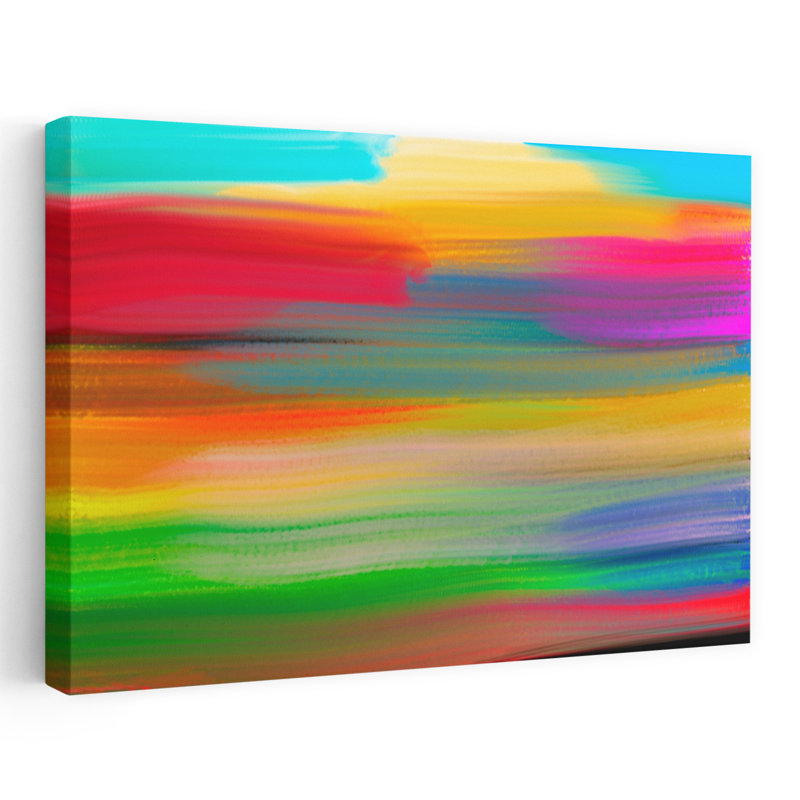 Art contemporain contemporain abstrait coloré, H 32 po x l 48 po