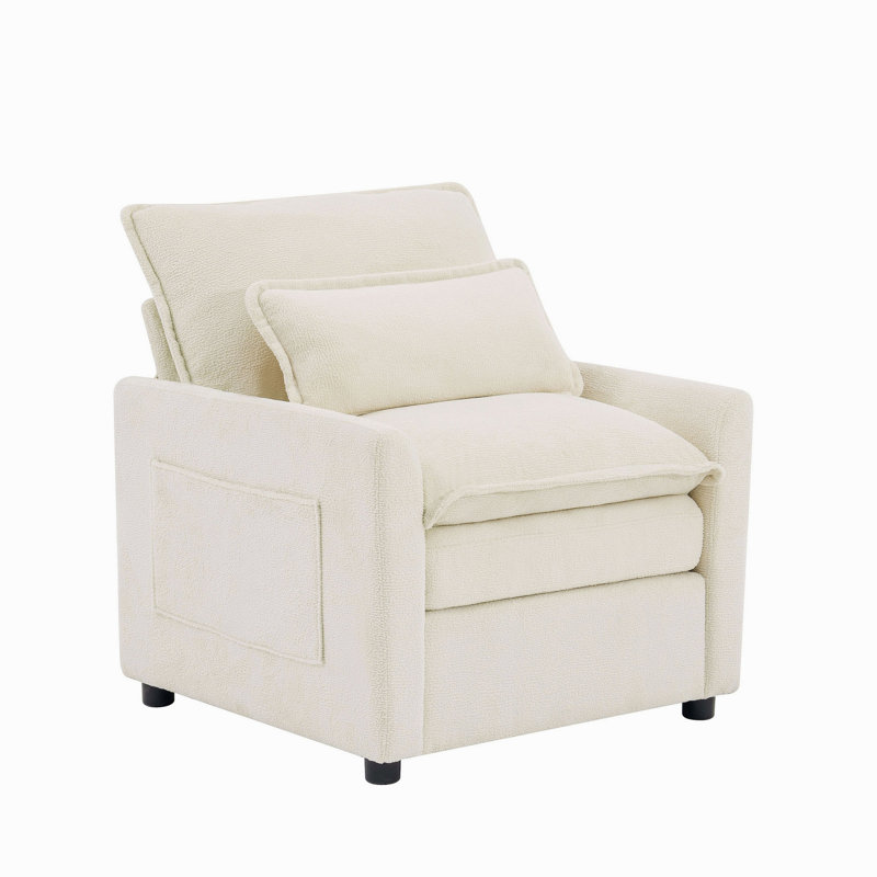 Fauteuil d'appoint rembourré moelleux avec siège double 31,9 po Modern, Beige
