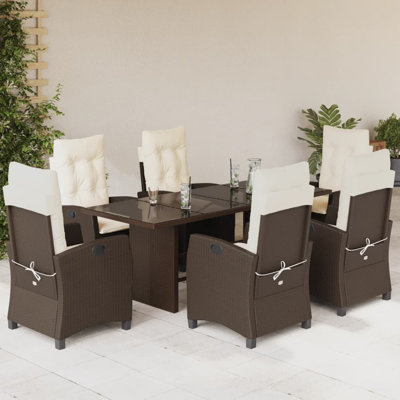 Ensemble repas avec coussins en rotin Vidaxl