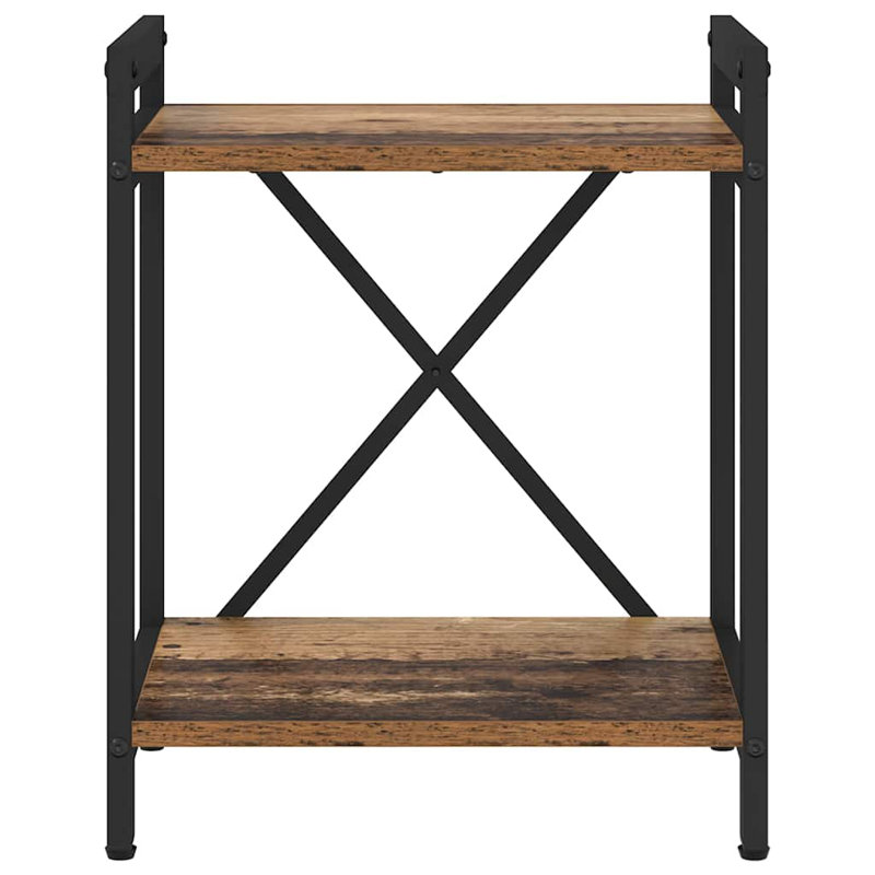 Steel Bookcase, (2 Shelves) 48.5cm H x 40cm W x 30cm D, Brown/Black