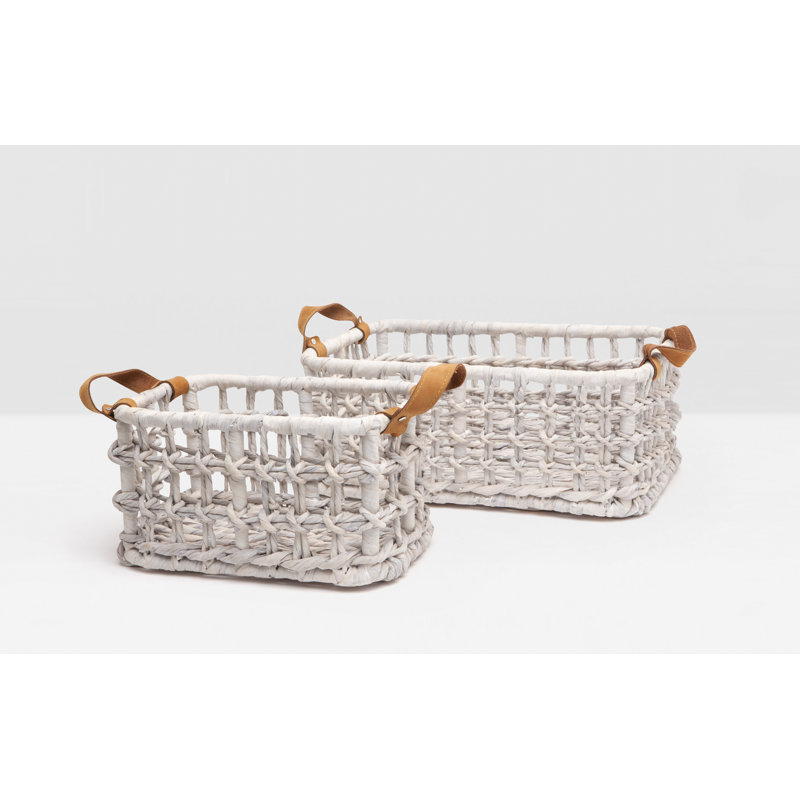 Somerset Hand Woven Wicker General Basket Set, White