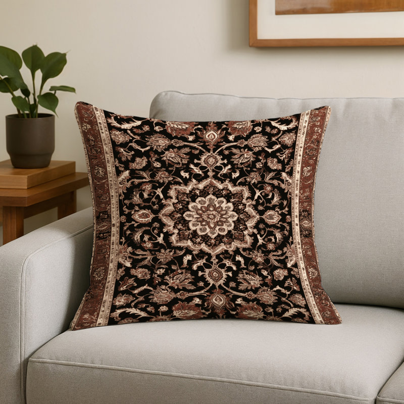 Coussin décoratif d'intérieur et d'extérieur Overdyed, Carré 16 po, Brun oriental oriental 199