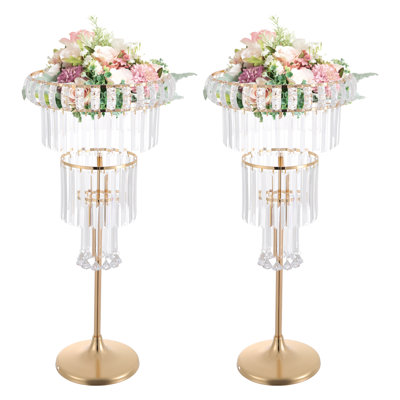 2Pcs 4-Tier Flower Stand With Pendants, Elegant Flower Stand For Party Weddings