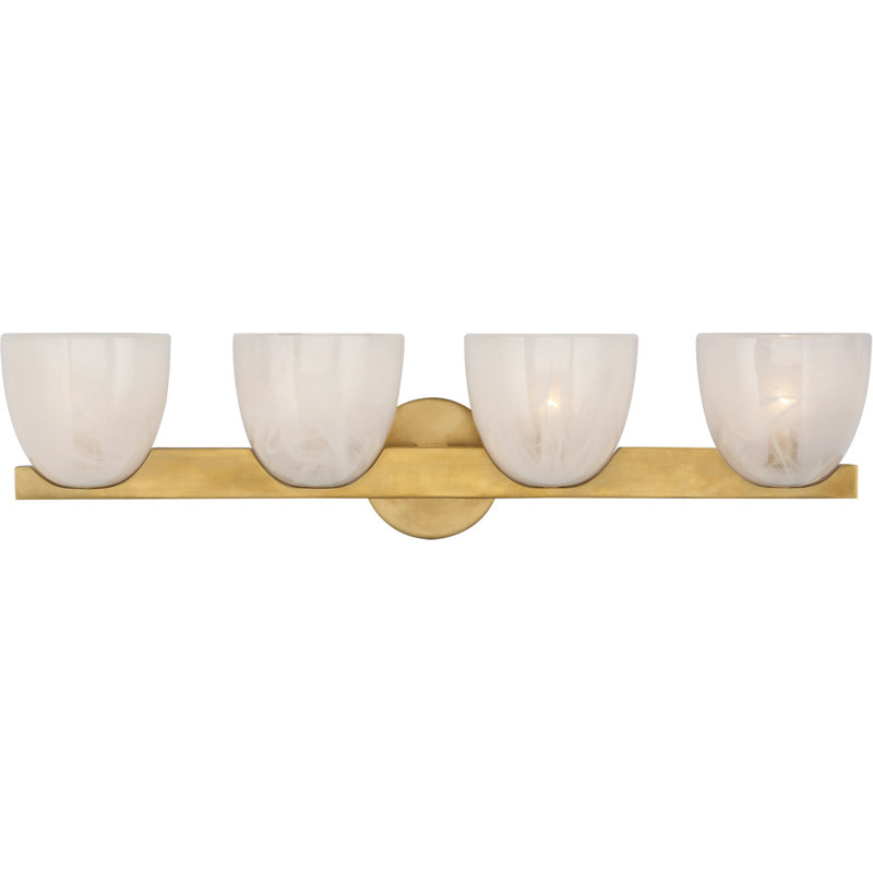 AERIN Carola 4-Light Bath Sconce, Antique Brass, Clear