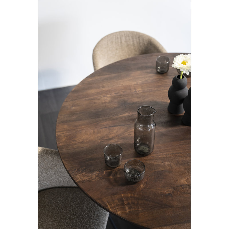 Aron Round Dark Brown Mango Wood Dining Table