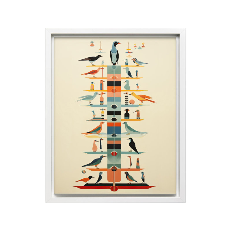 Tour des oiseaux, Canvas, 12"H x 16"W, White Framed