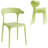 6-Piece Patio Dining Set – Rectangular (Combined Two Square) Table With 4 Stackable Plastic Chairs, Weather-Resistant, Easy To Clean, Outdoor Furniture For Garden, Balcony, Or Cafe (White & Green)-1456593940-1456593942