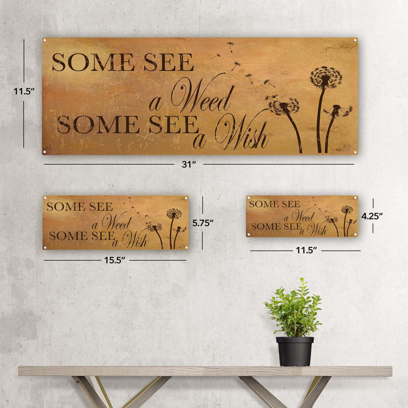 «Some See A Wish», panneau en métal, H 5,75 po x l 15,5 po x P 0,04 po