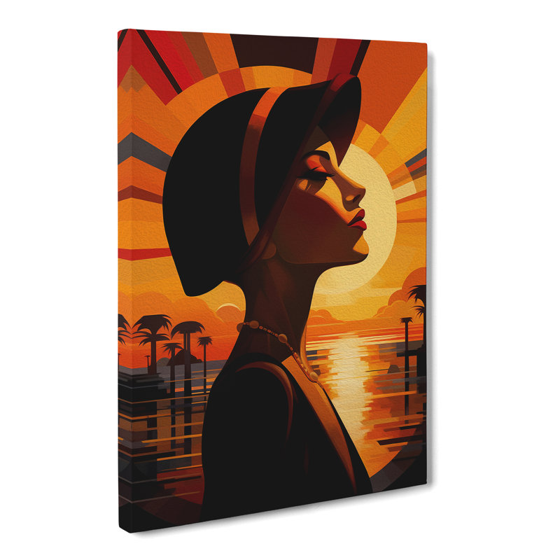 Art Deco Sunset Neo-Plasticism - Wrapped Canvas, 76cm H x 50cm W x 3cm D
