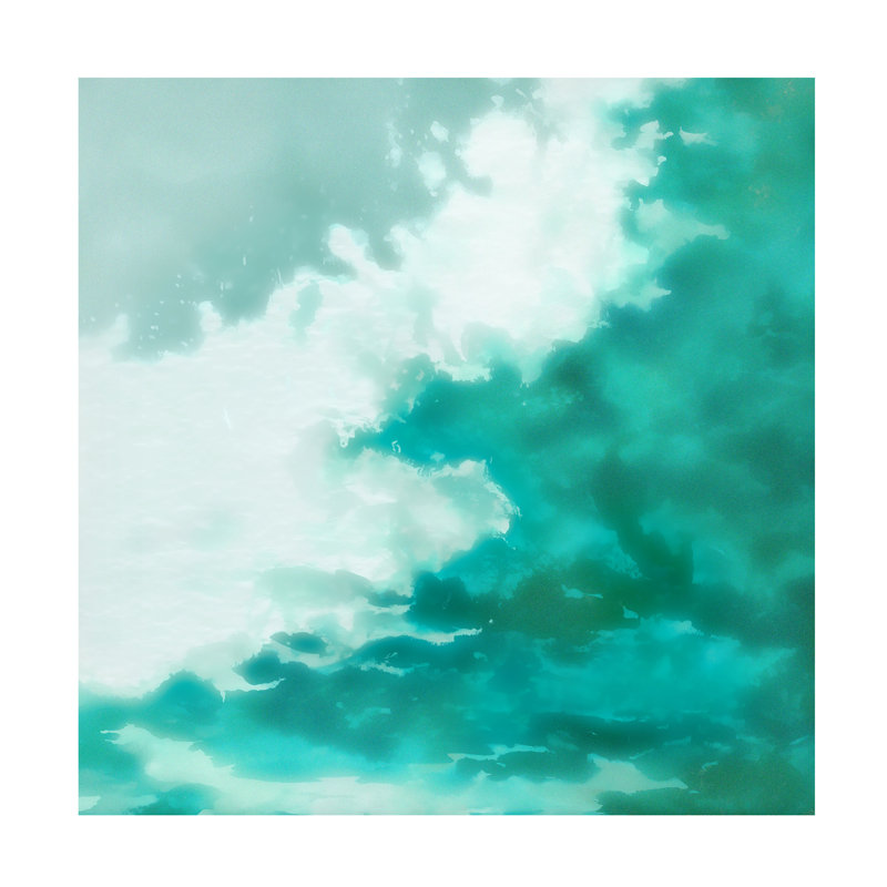 Art mural sur toile tendue - "Whispering Waves II" de Melissa Wang pour décoration de salon, de chambre à coucher ou de bureau - 35 x 35