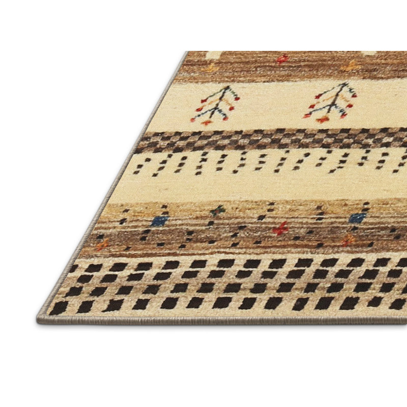 Tapis beige/gris/noir contemporain, Rectangle 5 pi x 7 pi