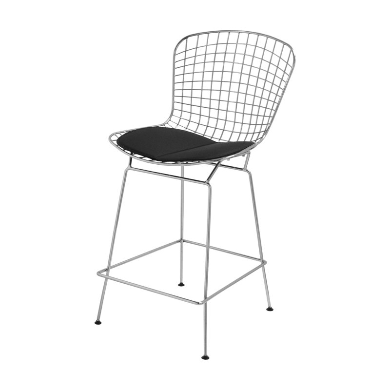 Jaaziah Upholstered Counter Stool, Black, Counter Stool (24" Seat Height)