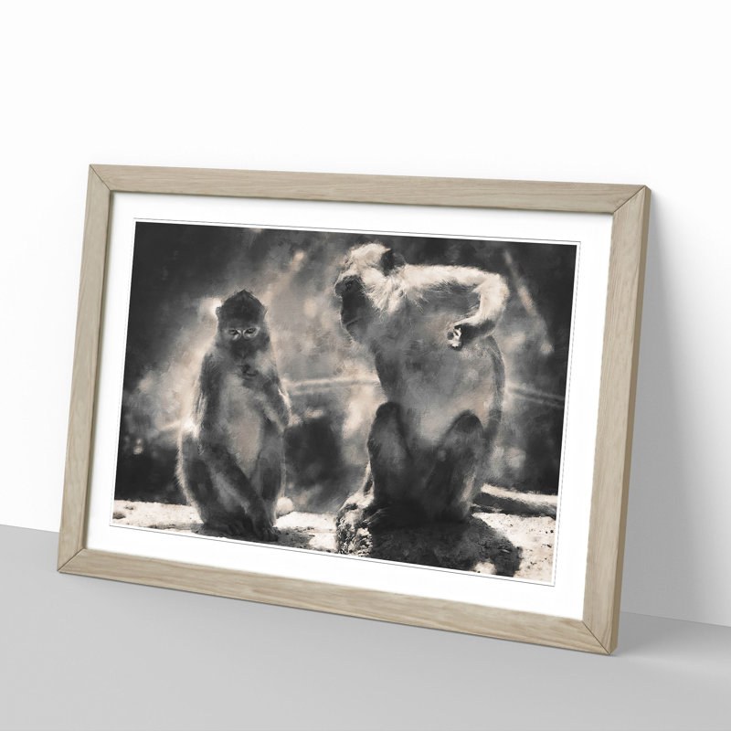 Mountain Monkeys - Framed Print, Oak Framed, 48cm H x 65cm W x 2cm D