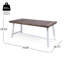 Table rustique d'extérieur en bois avec structure en métal blanc, finition sablée brun foncé, l 29,5 po x l 70,0 po x P 35,37 po, charge de 300 lb, conception à lattes, tout assemblage requis, ensemble