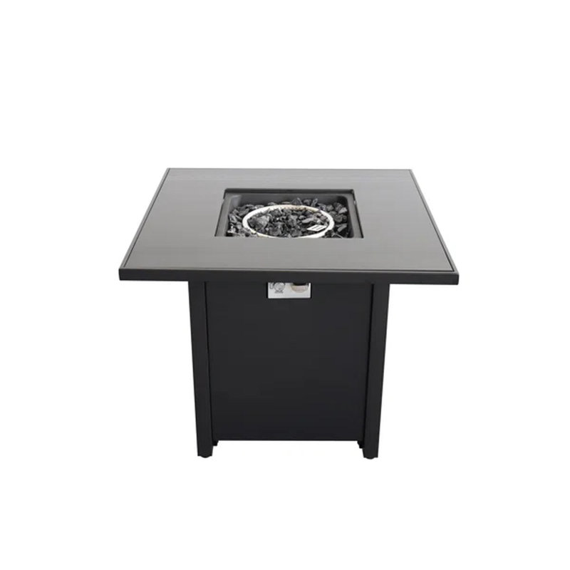 Foyer en métal thermolaqué 30 po avec couvercle en verre fumé