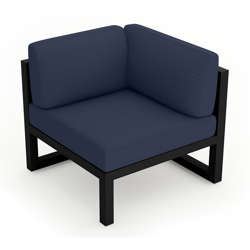 Avion Patio Chair with Sunbrella Cushions, Spectrum Indigo Sunbrella®, Black