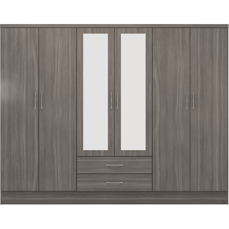 Cascio 6 Door Wardrobe, Black Wood Grain