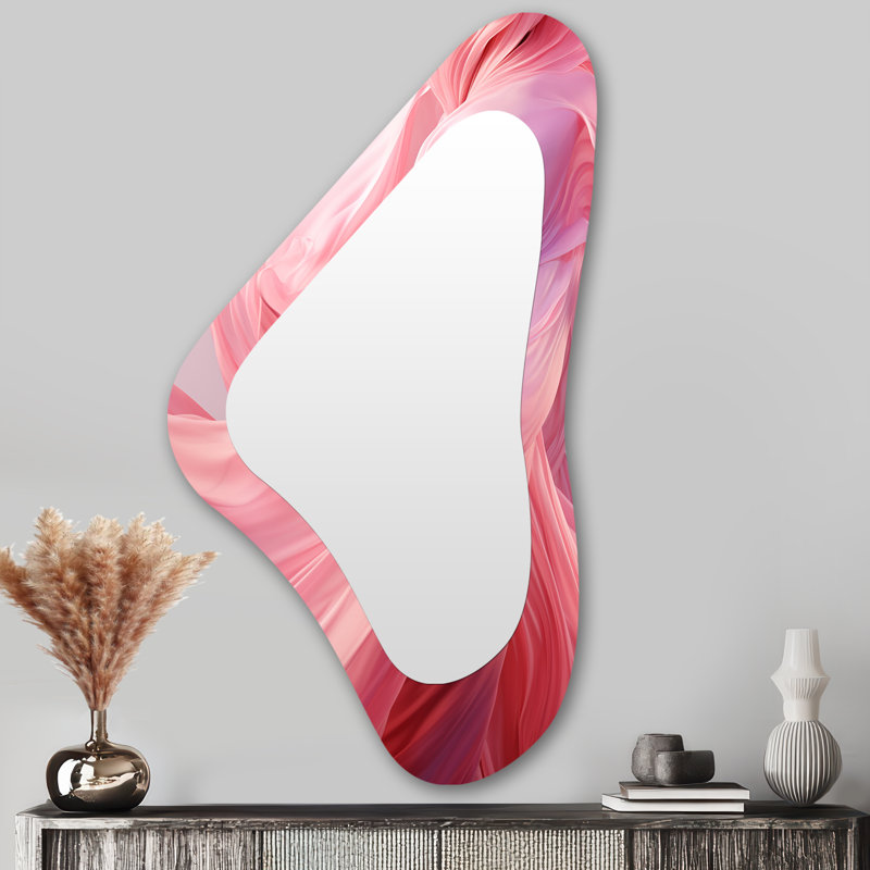 «Pink Radiant Dusk Dream III - Abstract Collages», miroir mural asymétrique moderne