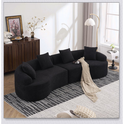 Canapé d'angle modulaire incurvé de luxe avec chenille haute densité 30D, idéal pour le confort et le style dans les appartements et les salons