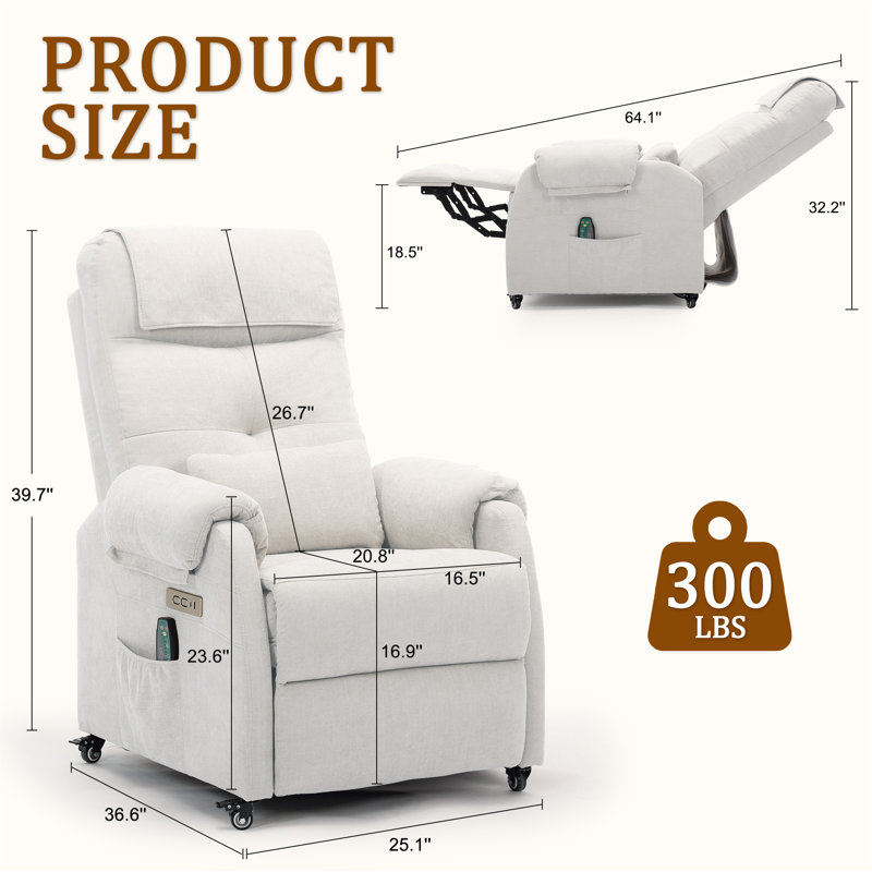  KORSER Recliner Chair , Electric Recliner With Heat And Massage, Recliners With Wheels, Swivel Recliner With USB Ports, Side Pockets