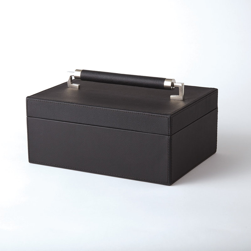 Wrapped Leather Handle Box, Black