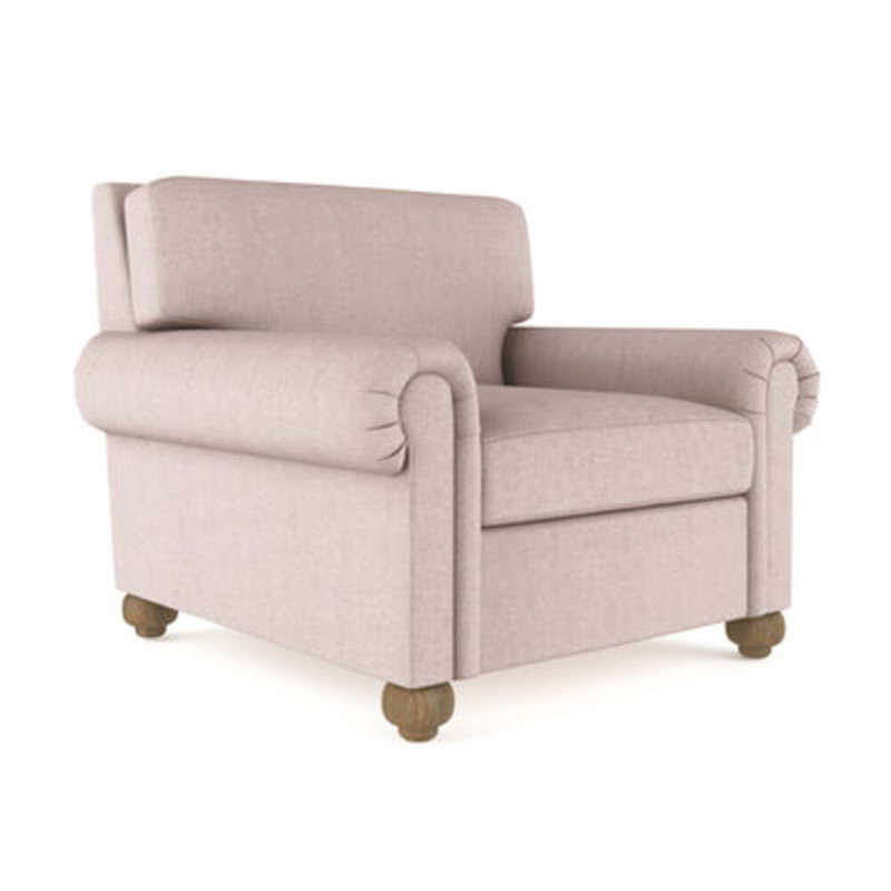 Leroy Leather Armchair, 36" H x 41" W x 49" D, Weathered, Plush Velvet Blush
