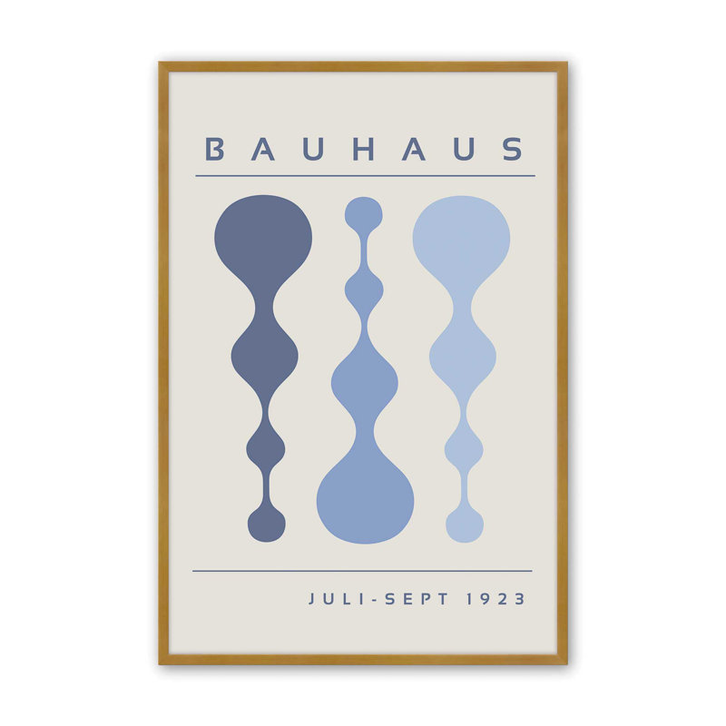 «Blue Retro Bauhaus», affiche I, Reproduction encadrée sans passe-partout, H 15,25 po x l 12,25 po x P 1,25 po