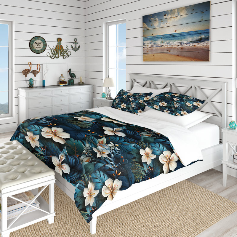Ensemble de housse de couette Moody Tropics, Housse de couette pour grand lit et 2 taies décor