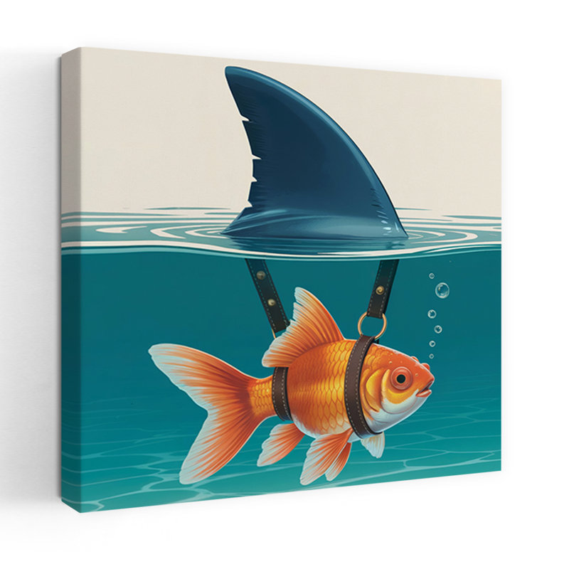 Contemporary Art Contemporary Goldfish Fish Shark Art, 48" H x 48" W