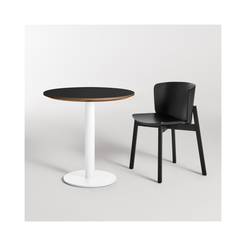 Easy Round Dining Table, Walnut, 29" H x 30" W x 30" L, Matte White