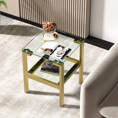Makayiah 17.86'' W Glass Nightstand