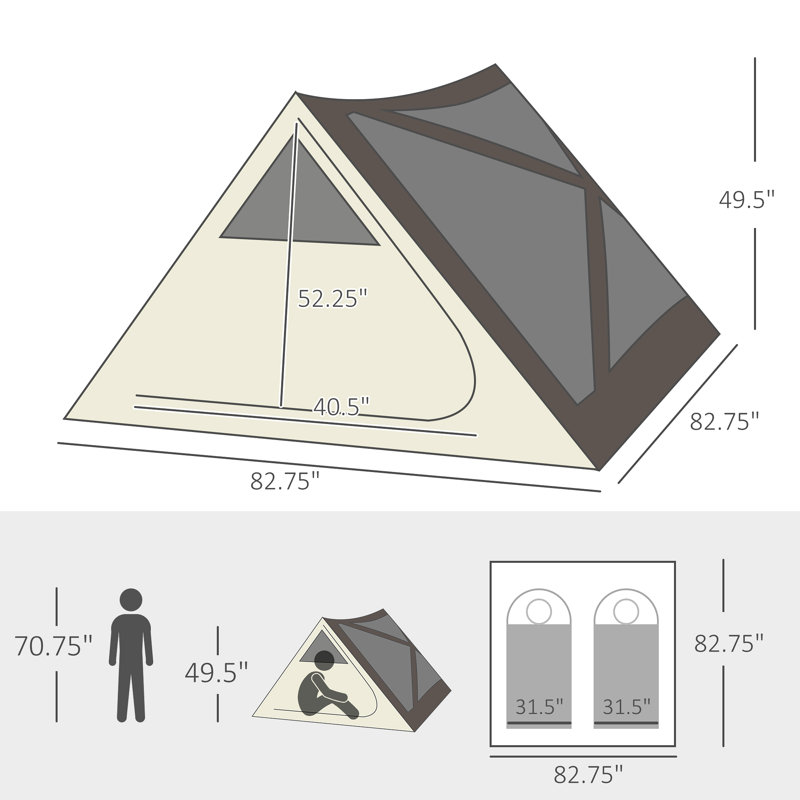 Tente de camping Outsunny 2-3 personnes Pop Up