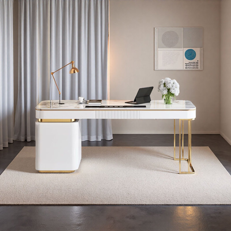 Bureau moderne en ardoise avec coins arqués, H 29,5 po x l 55,1 po x P 27,6 po