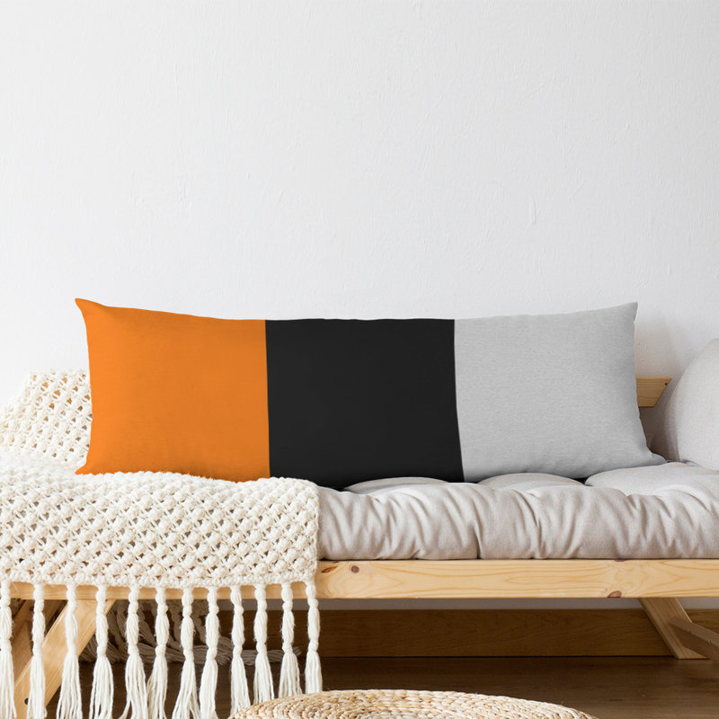 Abel Polyester Medium Pillow, Orange/Black Middle