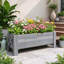 58L Fir Wood Raised Garden Bed Planter Box, Outdoor Grow Container for Flowers & Vegetables, 100 x 36.5 x 36 cm, Grey