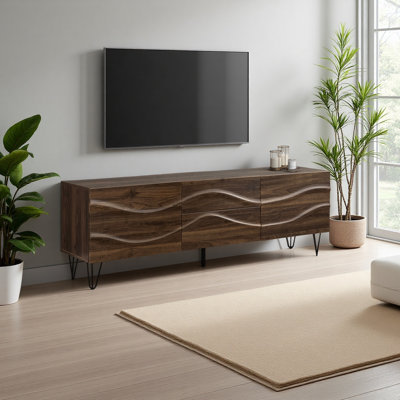 Meuble télé, console de 72 po, meuble multimédia, meuble de rangement, tiroirs de rangement, chambre à coucher, salon, stratifié, Mid-Century, moderne