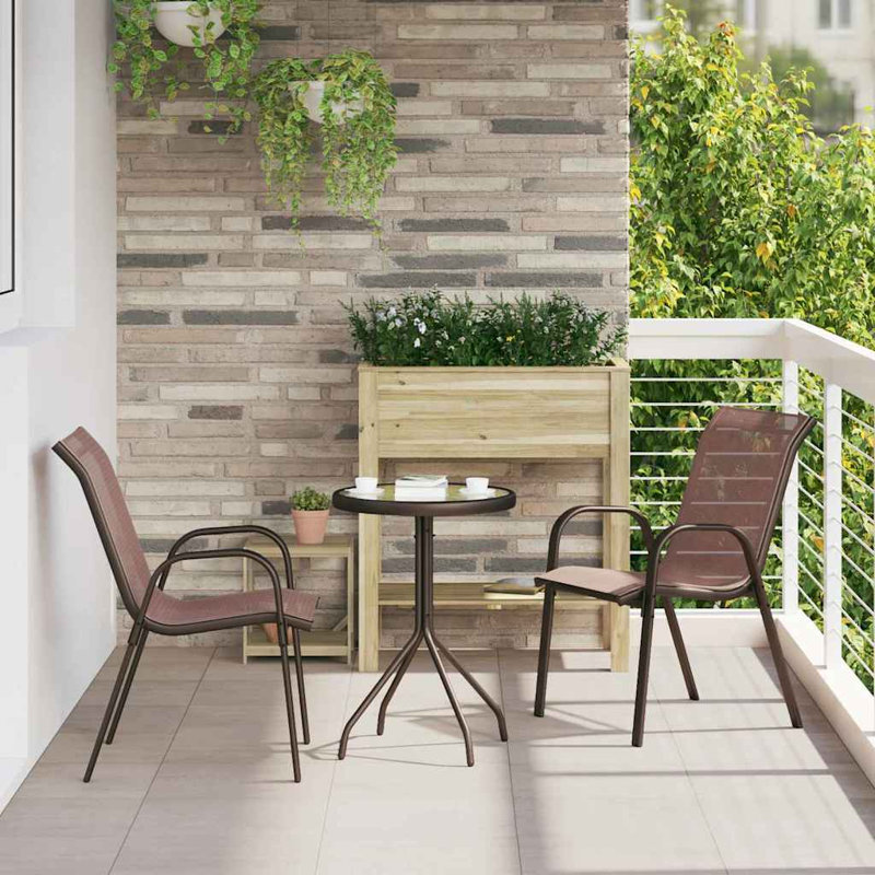 Vidaxl Garden Bistro Set 3 Pcs Steel, Brown