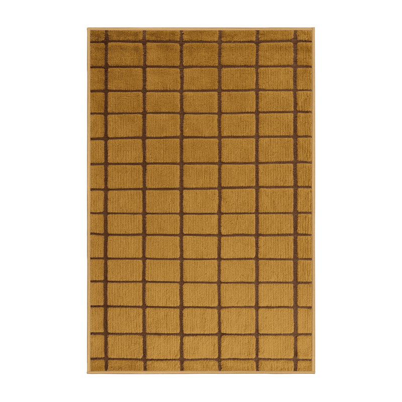 Tapis brun treillis lavable à la machine, Rectangle 5 pi x 7 pi