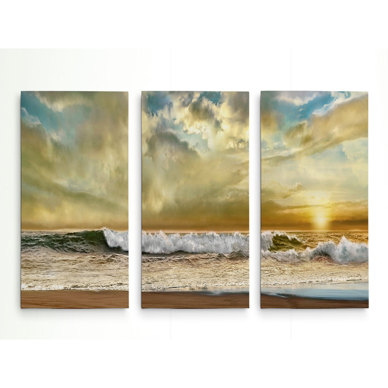 «Evening Wave» - image multi-pièces sur toile, H 40 po x l 60 po x P 1,5 po