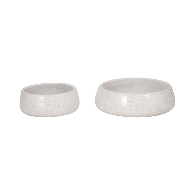 Bol décoratif en terre cuite Weeda, Blanc